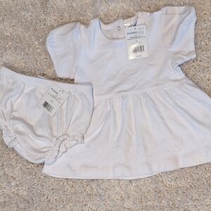 BABY Rugged Bear Dress And Diaper Cover Cotton White